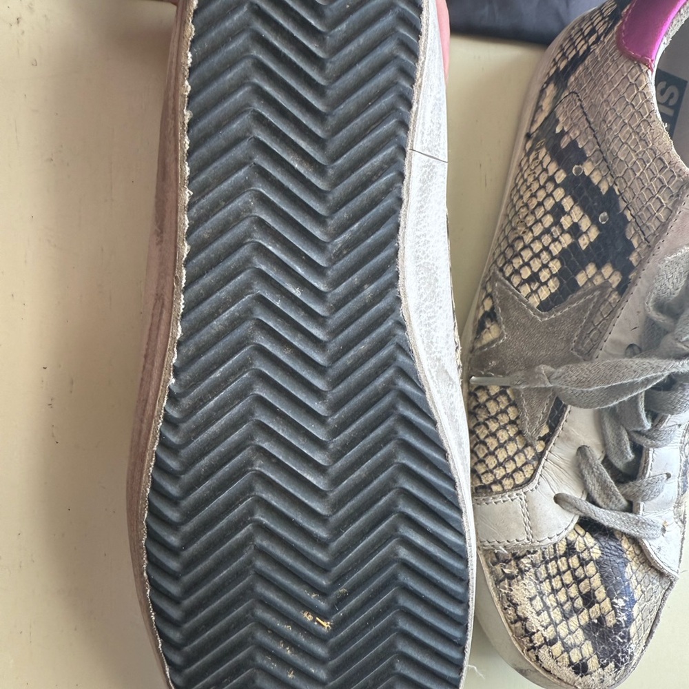 Golden Goose Snake Print Sneakers with Pink Accent - Picture 14 of 16